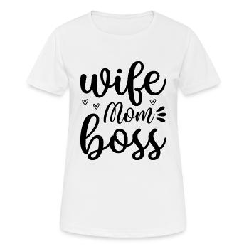 Ehefrau Mama Chef - Wife Mom Boss - Frauen T-Shirt atmungsaktiv - Weiß - Vorne - AI Model Female 172 dark (172cm)