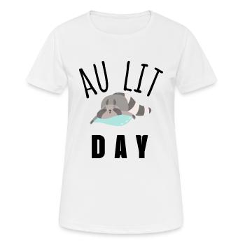 au lit day - T-shirt respirant Femme - blanc - Devant - AI Model Female 172 dark (172cm)