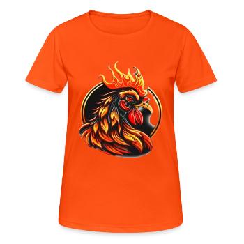 Logo du Coq de Feu - T-shirt respirant Femme - orange néon - Devant - AI Model Female 172 dark (172cm)