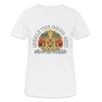 Yoga Inhale Exhale Meditation Achtsamkeit Geschenk - Frauen T-Shirt atmungsaktiv - Weiß - Vorne - AI Model Female 172 dark (172cm)