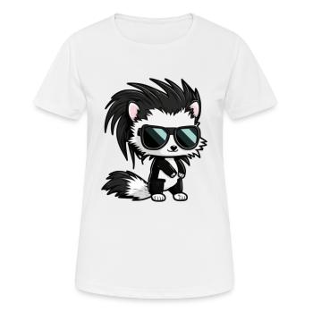 Comic skunk in cool avec des lunettes de soleil rétro - T-shirt respirant Femme - blanc - Devant - AI Model Female 172 dark (172cm)