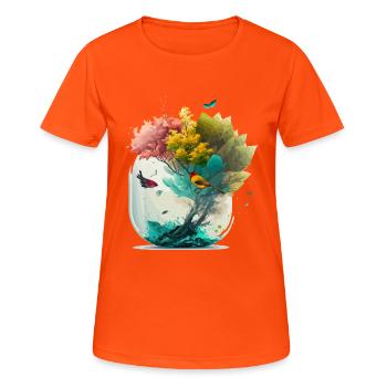 La forêt miniature - T-shirt respirant Femme - orange néon - Devant - AI Model Female 172 dark (172cm)
