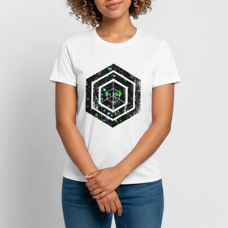 Hexagon-Programmierung Programmierer Codierung geometrisch Frauen T-Shirt atmungsaktiv