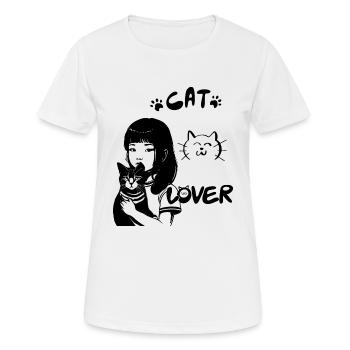 KATZENLIEBHABER, Miau - Frauen T-Shirt atmungsaktiv - Weiß - Vorne - AI Model Female 172 dark (172cm)