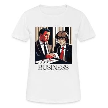 BUSINESS - Frauen T-Shirt atmungsaktiv - Weiß - Vorne - AI Model Female 172 dark (172cm)