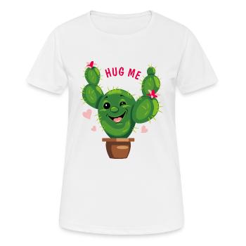Cactus souriant. Fais-moi un câlin - T-shirt respirant Femme - blanc - Devant - AI Model Female 172 dark (172cm)