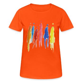 friends - Familie - Frauen T-Shirt atmungsaktiv - Neonorange - Vorne - AI Model Female 172 dark (172cm)