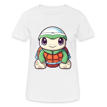 Tortue design vert orange avec chapeau - T-shirt respirant Femme - blanc - Devant - AI Model Female 172 dark (172cm)