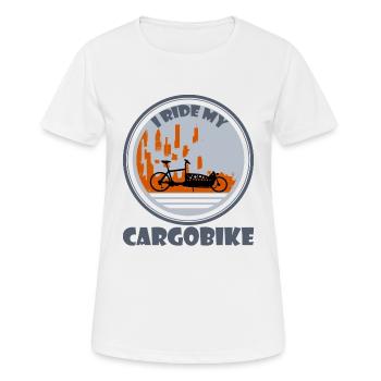 Stadt Silhouette Lastenfahrrad - Frauen T-Shirt atmungsaktiv - Weiß - Vorne - AI Model Female 172 dark (172cm)