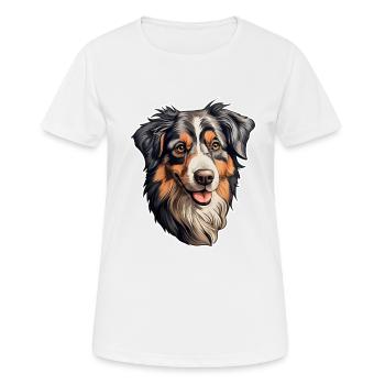 Australian Shepherd Kopf - Frauen T-Shirt atmungsaktiv - Weiß - Vorne - AI Model Female 172 dark (172cm)