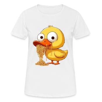 Cute Duck Clumsy Spaghetti Lover - Women's Breathable T-Shirt - white - Front - AI Model Female 172 dark (172cm)