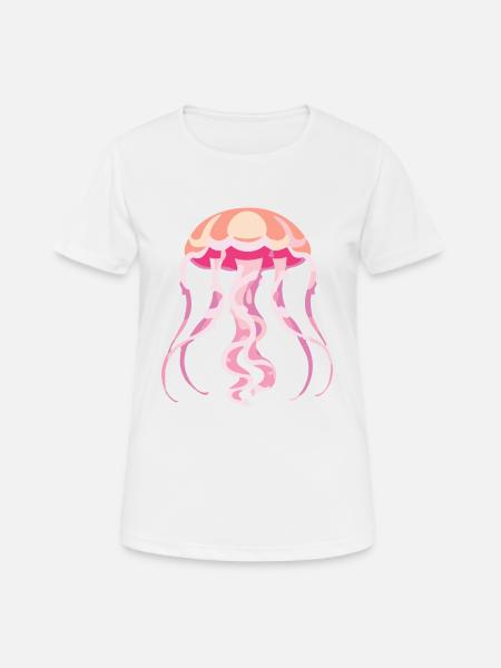 Qualle pink - Andningsaktiv T-shirt dam - vit