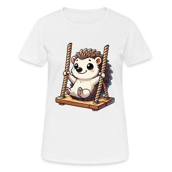Hérisson mignon balançoires terrain de jeu enfants amusant - T-shirt respirant Femme - blanc - Devant - AI Model Female 172 dark (172cm)