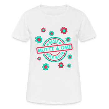 Beste Omi Mutti Blumen - Frauen T-Shirt atmungsaktiv - Weiß - Vorne - AI Model Female 172 dark (172cm)