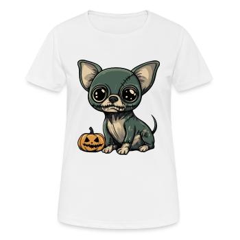 Chihuahua Hund Halloween Lustig Zombie - Frauen T-Shirt atmungsaktiv - Weiß - Vorne - AI Model Female 172 dark (172cm)