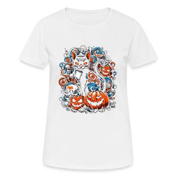 Crânes de chat étranges Halloween - T-shirt respirant Femme - blanc - Devant - AI Model Female 172 dark (172cm)