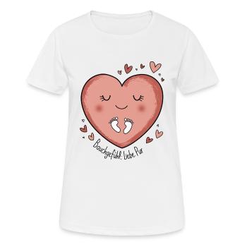 Geburt Schwanger - Bauchgefühl Liebe pur - Frauen T-Shirt atmungsaktiv - Weiß - Vorne - AI Model Female 172 dark (172cm)