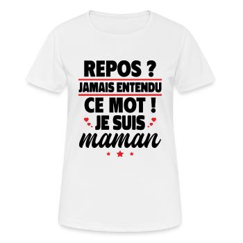 Repos Inconnu, je suis maman,cadeau fête des mères - T-shirt respirant Femme - blanc - Devant - AI Model Female 172 dark (172cm)