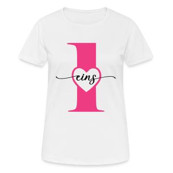 Ziffer Eins 1 mit Herz - Frauen T-Shirt atmungsaktiv - Weiß - Vorne - AI Model Female 172 dark (172cm)
