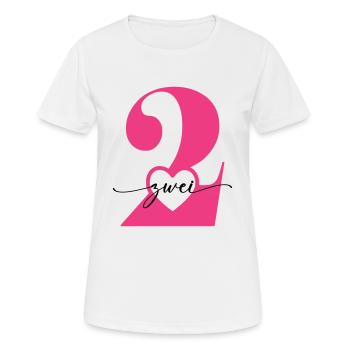 Ziffer Zwei 2 mit Herz - Frauen T-Shirt atmungsaktiv - Weiß - Vorne - AI Model Female 172 dark (172cm)