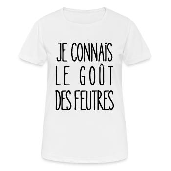 je connais le goût des feutres - T-shirt respirant Femme - blanc - Devant - AI Model Female 172 dark (172cm)