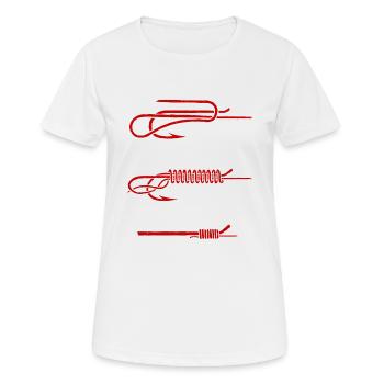 Angelhaken Knoten Anleitung - Frauen T-Shirt atmungsaktiv - Weiß - Vorne - AI Model Female 172 dark (172cm)