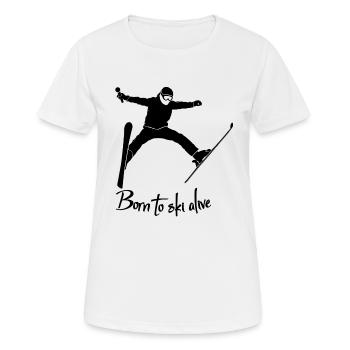 born to ski alive schwarz - Frauen T-Shirt atmungsaktiv - Weiß - Vorne - AI Model Female 172 dark (172cm)