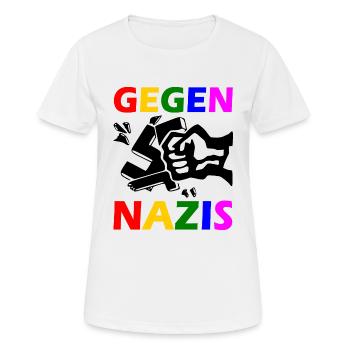 Gegen nazis faust - Frauen T-Shirt atmungsaktiv - Weiß - Vorne - AI Model Female 172 dark (172cm)