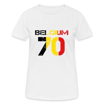 Fussball verein team party em wm BELGIUM 70 - Frauen T-Shirt atmungsaktiv - Weiß - Vorne - AI Model Female 172 dark (172cm)