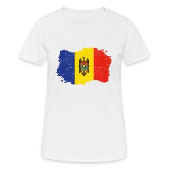 Roots Roots drapeau pays Moldavie Png - T-shirt respirant Femme - blanc - Devant - AI Model Female 172 dark (172cm)