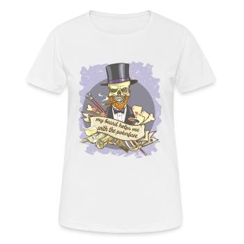 My Beard helps me with the Pokerface - T-shirt respirant Femme - blanc - Devant - AI Model Female 172 dark (172cm)