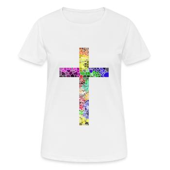 Kreuz Jesus Gott Religion Kirche Papst Vatikan - Frauen T-Shirt atmungsaktiv - Weiß - Vorne - AI Model Female 172 dark (172cm)