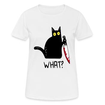 Schwarze Katze Was? - Frauen T-Shirt atmungsaktiv - Weiß - Vorne - AI Model Female 172 dark (172cm)