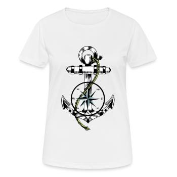 Maritime Symbole Seefahrt Kompass Anker Ahoi - Frauen T-Shirt atmungsaktiv - Weiß - Vorne - AI Model Female 172 dark (172cm)