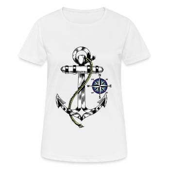 Maritim Anker Windrose Kompass Himmelsrichtung - Frauen T-Shirt atmungsaktiv - Weiß - Vorne - AI Model Female 172 dark (172cm)