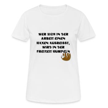 Das faule Arbeitstier - Frauen T-Shirt atmungsaktiv - Weiß - Vorne - AI Model Female 172 dark (172cm)