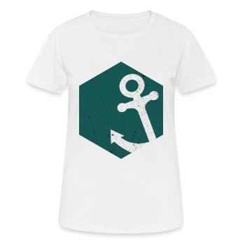 Polygon Anker - Frauen T-Shirt atmungsaktiv - Weiß - Vorne - AI Model Female 172 dark (172cm)