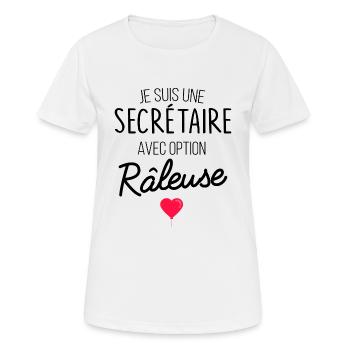 je suis une secrétaire avec option raleuse - T-shirt respirant Femme - blanc - Devant - AI Model Female 172 dark (172cm)