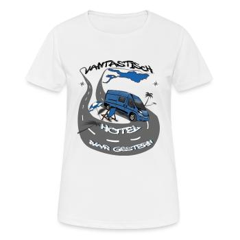 VANtastisch 640bl Hotel war gestern - Frauen T-Shirt atmungsaktiv - Weiß - Vorne - AI Model Female 172 dark (172cm)
