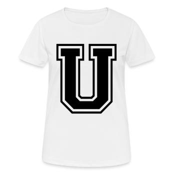 Lettre U Équipe Foot baseball basket université - T-shirt respirant Femme - blanc - Devant - AI Model Female 172 dark (172cm)