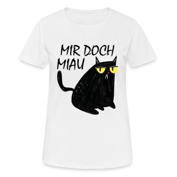 Mir Doch Miau - Lustige Schwarze Katze - Frauen T-Shirt atmungsaktiv - Weiß - Vorne - AI Model Female 172 dark (172cm)