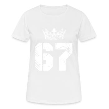 67 Zahl Krone - Frauen T-Shirt atmungsaktiv - Weiß - Vorne - AI Model Female 172 dark (172cm)