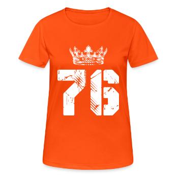 76 Couronne numérique - T-shirt respirant Femme - orange néon - Devant - AI Model Female 172 dark (172cm)