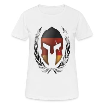 Spartiat Helm Deutsche Flagge - Frauen T-Shirt atmungsaktiv - Weiß - Vorne - AI Model Female 172 dark (172cm)