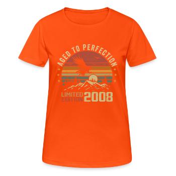 Jahrgang 2008 Limitierte Auflage 2008 Retro 2008 - Frauen T-Shirt atmungsaktiv - Neonorange - Vorne - AI Model Female 172 dark (172cm)