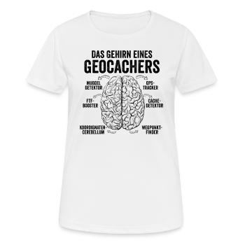 Geocaching - Das Gehirn eines Geocachers - Frauen T-Shirt atmungsaktiv - Weiß - Vorne - AI Model Female 172 dark (172cm)