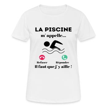 T shirt natation la piscine m'appelle cadeau drôle - T-shirt respirant Femme - blanc - Devant - AI Model Female 172 dark (172cm)