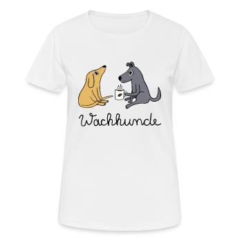 Wachhunde - Nur wach mit Kaffee - Frauen T-Shirt atmungsaktiv - Weiß - Vorne - AI Model Female 172 dark (172cm)