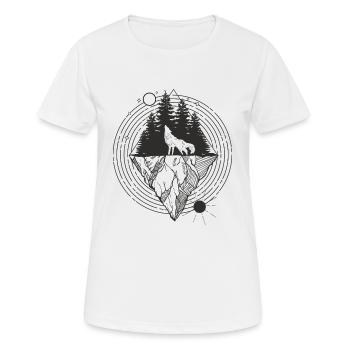 Entdecken Natur Tiere Series Wolf YIN YANG 01 - Frauen T-Shirt atmungsaktiv - Weiß - Vorne - AI Model Female 172 dark (172cm)