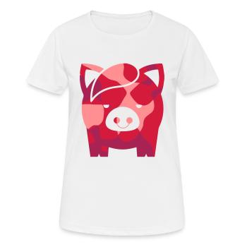 PIG / PORK - CAMO / CAMOUFLAGE - Women's Breathable T-Shirt - white - Front - AI Model Female 172 dark (172cm)